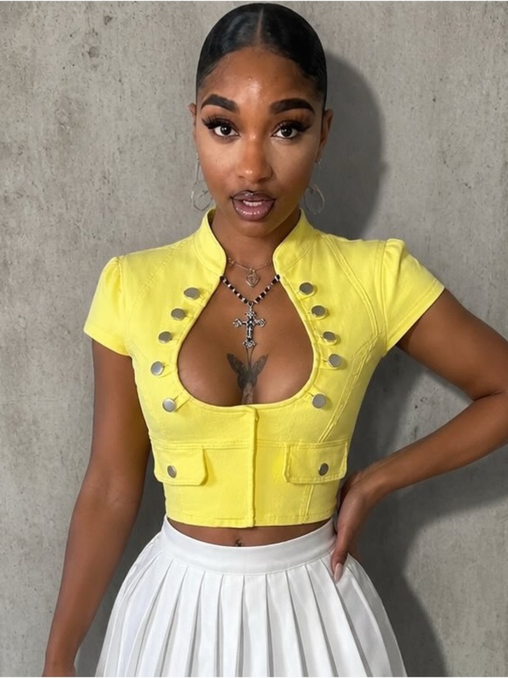 Viral Yellow Cropped Jacket